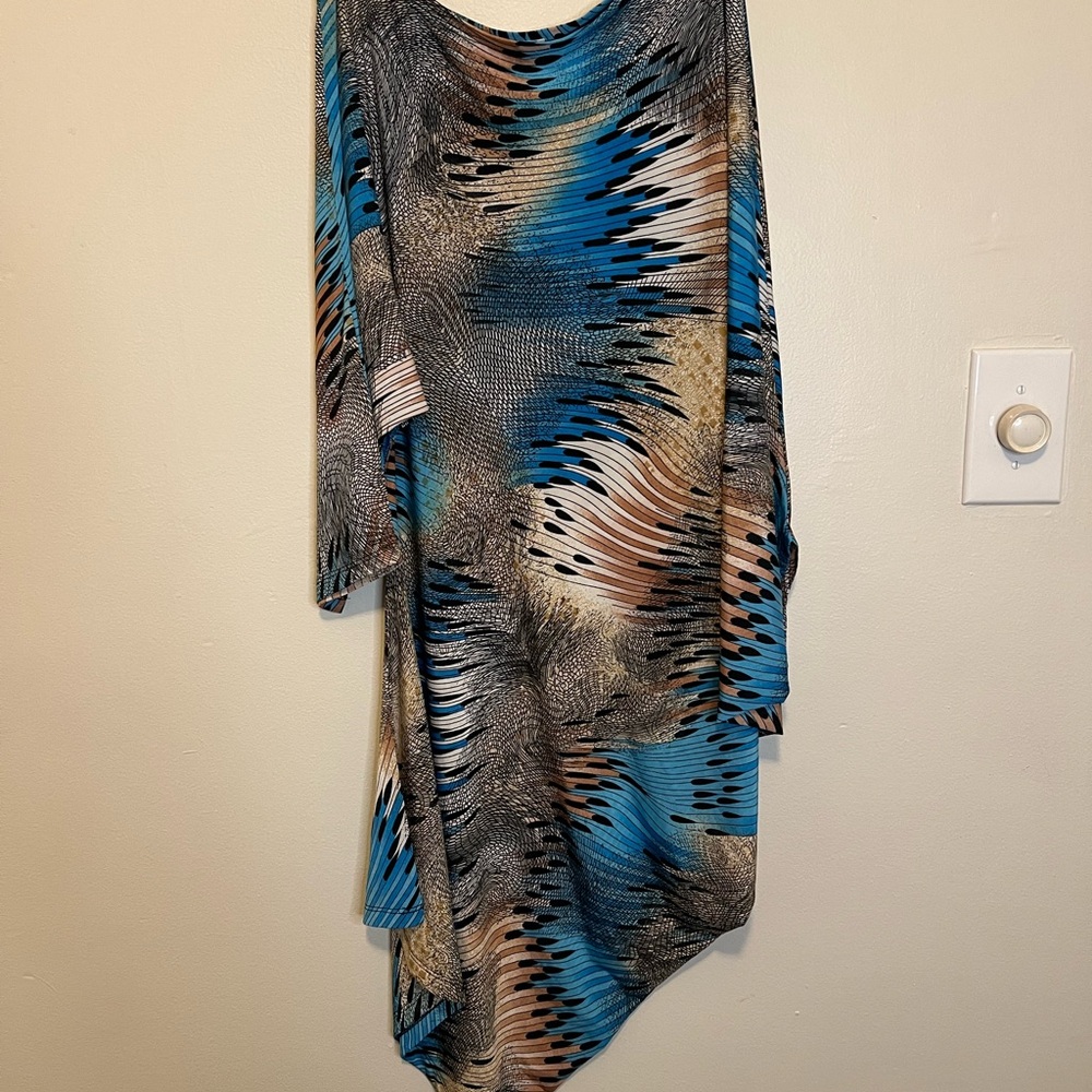 Express Blue and Tan Patterned blouse